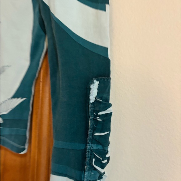 Elegant Blue Bird Pattern shirt vintage Y2K - Picture 10 of 11